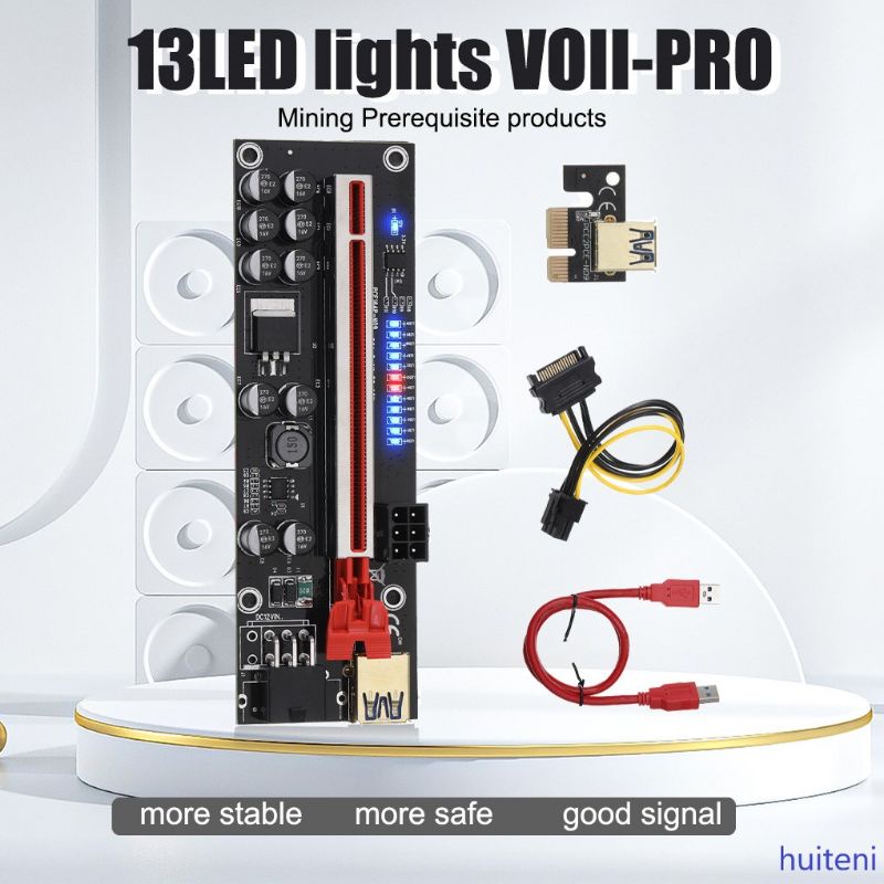 Riser Card 010Splus บอร์ดไรเซอร์พร้อมไฟ Led Pci-E 1X To 16X สินค้าอยู่ ...