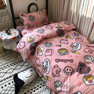 ผ้าปูที่นอน ชุดนอนเด็กน่ารักสีชมพูสดชุดสี่ชิ้นชุดปลอกผ้านวม คือคลุมเตียงเด็กชุดสามชิ้น