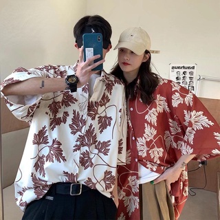 เสื้อเชิ้ต สไตล์เรโทรฮาราจูกุที่เต็มไปด้วยใบเมเปิ้ล เสื้อเชิ้ตผู้หญิง เสื้อเชิ้ตเก๋ไก๋ เสื้อผ้าแฟชั่น