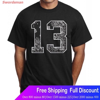 ผ้าฝ้าย 100% เสื้อยืดลำลอง Men # 13 Jersey T Shirt Bandana Paisley Loc Og Los Angeles La Gangster Sleeve Shirt