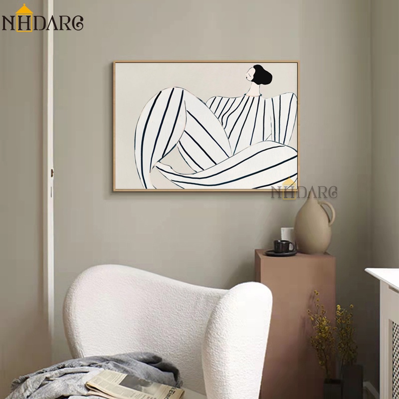 ภาพวาดผ้าใบ-โปสเตอร์ภาพวาด-สีดํา-สีขาว-รูปเส้นแอปสแตรกท์-บล็อก-นอร์ดิก-โมเดิร์น-แฟชั่น-ตกแต่งผนังบ้าน-ห้องศิลปะ