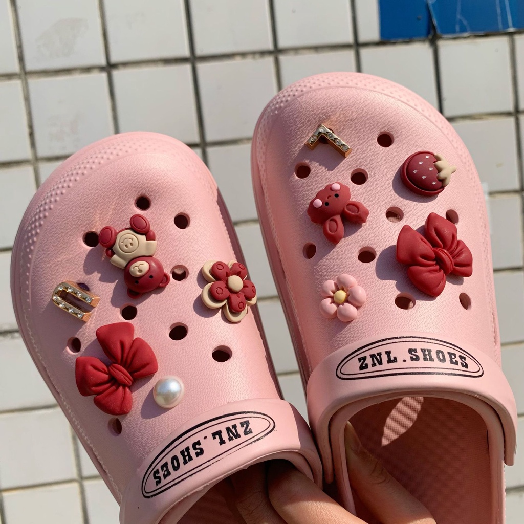 crocs-jibbitz-diyเครื่องประดับ-โซ่ไข่มุก-รูปโบว์-ดอกไม้-และหมี-สําหรับตกแต่งรองเท้า-crocs-จํานวน-20-ชิ้น-ต่อชุด