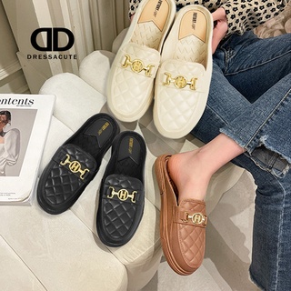 ❤️ 𝐍𝐞𝐰 𝐀𝐫𝐫𝐢𝐯𝐚𝐥 ✨ Size 37-41 🧡 6869 รองเท้ายางเปิดส้น สไตล์โลฟเฟอร์ แต่งอะไหล่สีทอง