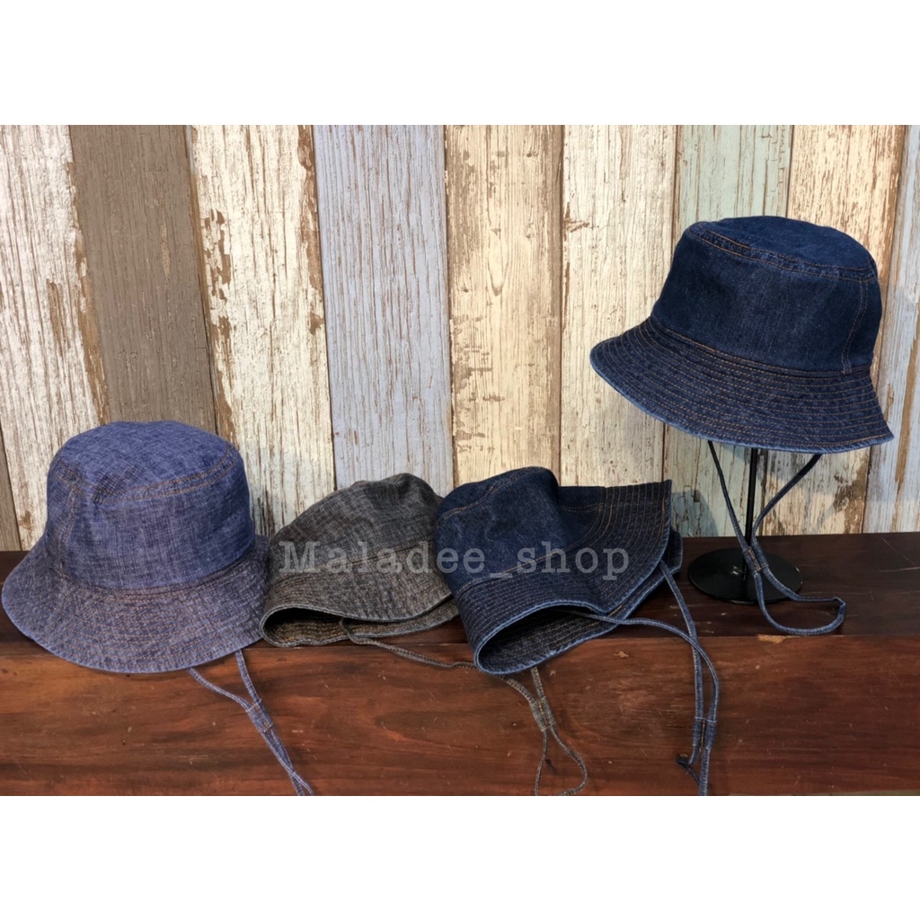 ภาพหน้าปกสินค้าหมวกบัคเก็ตผ้ายีนส์ หมวกยีนส์ฟอก หมวกวินเทจ-มีสายคล้องคอ จากร้าน maladee_shop บน Shopee
