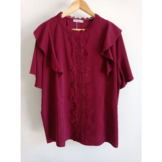 *เสื้ออก50นิ้ว รหัสส221 ผ้าโพลีเอสเตอร์ 1.สีแดง(แดงมะเหมี่ยว มี1ตัว)2.สีฟ้าอมเขียวน้ำทะเล(หมด) เสื้อไซส์ใหญ่ blouse