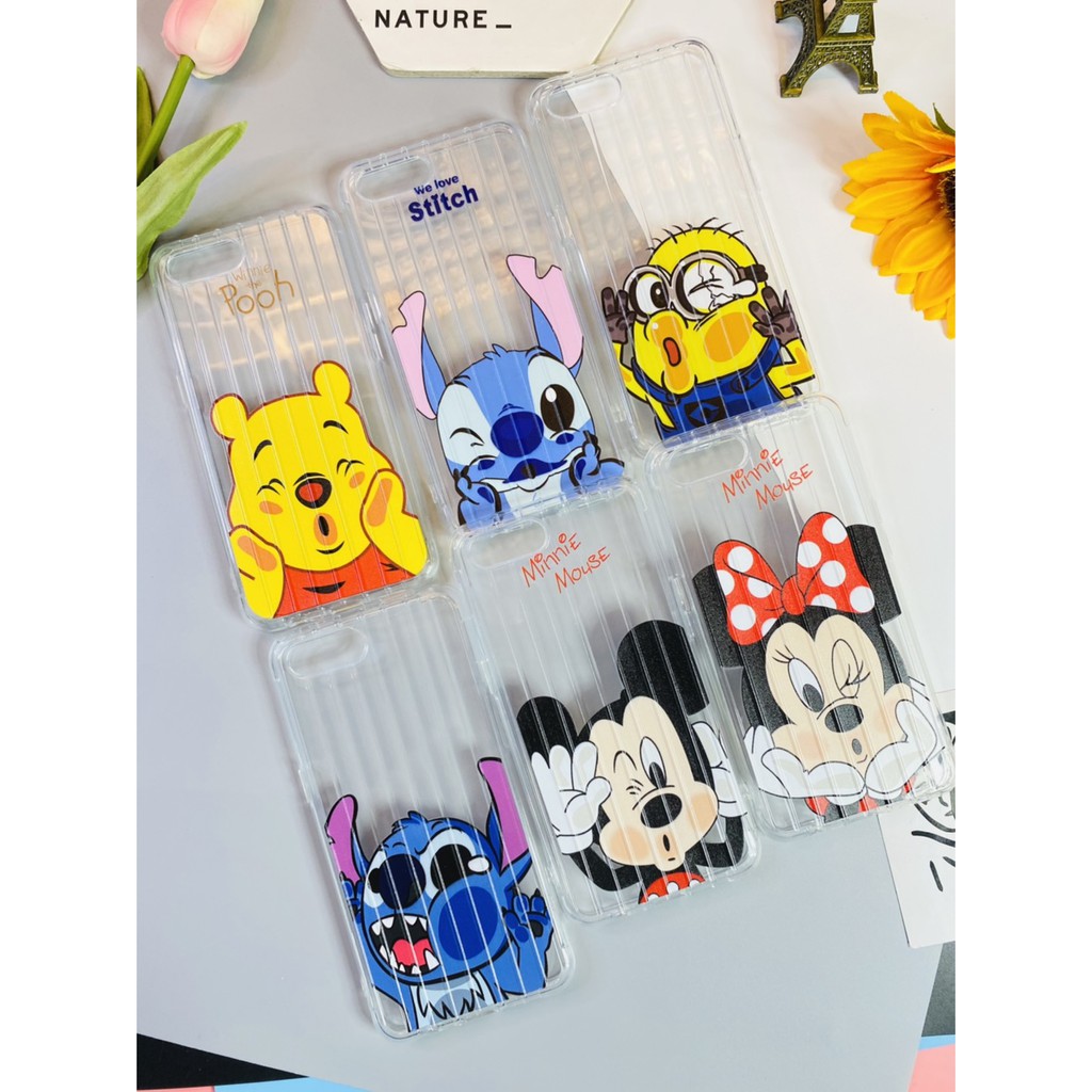 เคส-ออปโป้-a3s-tpu-luggage-case-กันกระแทก-สกรีน-ลายการ์ตูน-มินเนี่ยน-มิกกี้-มินนี่-หมีพูห์-สติช-oppo