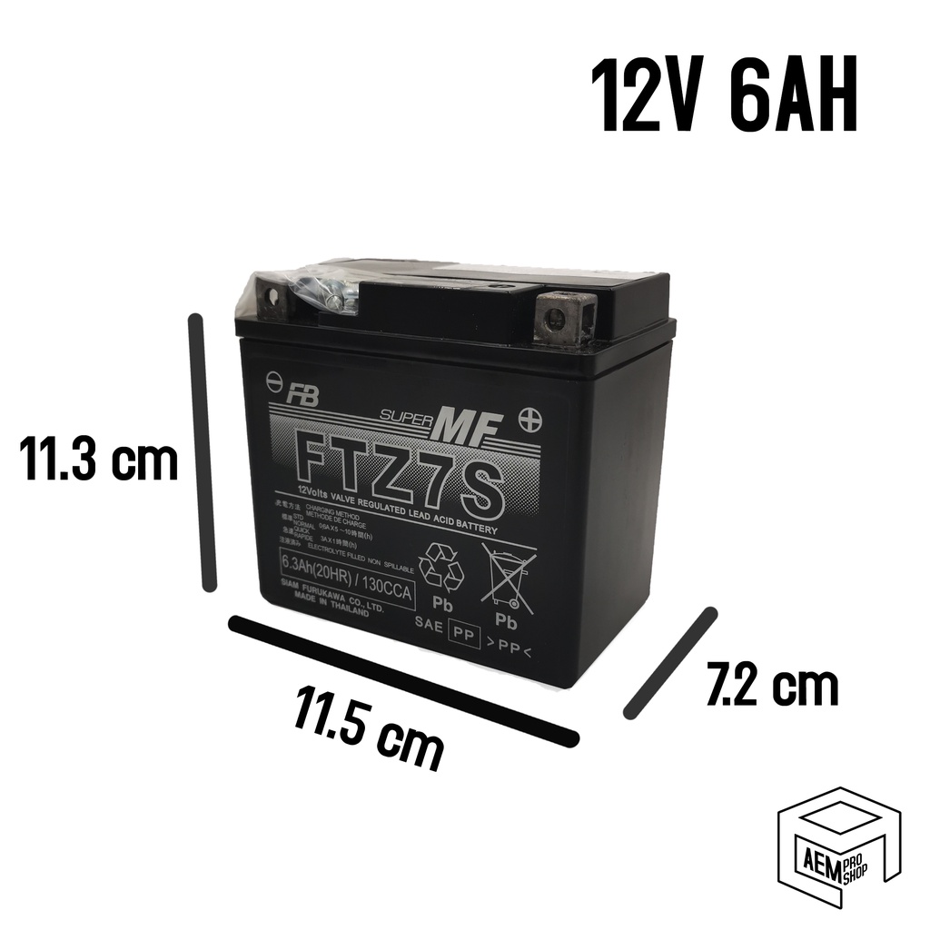 แบตรถมอไซต์-fb-ftz7s-mf-12v-6ah-ฮอนด้า-ยามาฮ่า-สตาร์ทมือ-honda-yamaha-แบตเตอรี่-แห้ง-มอเตอร์ไซค์-แบตมอไซต์-แบต-fb