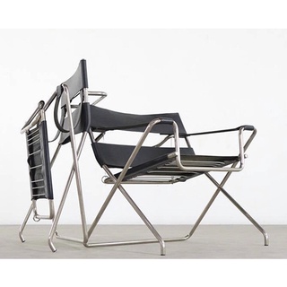 💥พร้อมส่ง💥เก้าอี้ Wassily Folding Chair หนังสีดำ-ขาว ของแต่งบ้าน สไตล์ Mid-Century