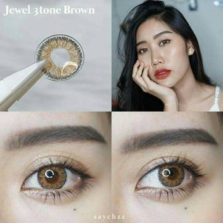 Jewel 3 Tone Brown (1) mini Jewel3tone Brown บิ๊กอาย มินิ น้ำตาล สีน้ำตาล ขอบฟุ้ง ทรีโทน 💖 Kitty Kawaii สายตาสั้น แฟชั่น