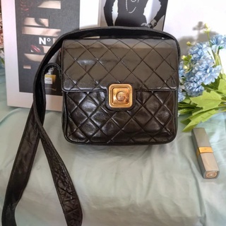 Chanel CCamera CC pushlock Square​ Cossbody​ Bag​ Black​ Lambskin​ Size​ 7 inch