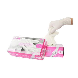 โปรโมชั่น : ถุงมือยางลาเท็กซ์สีขาว กล่องสีชมพู 100 ชิ้น ศรีตรัง ซาโตรี่ ถุงมือแพทย์ Sritrang
