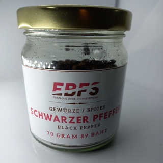 EBFS IMPORTED Black Peppercorn 70 gram in a jar/ Importierter schwarzer Pfeffer 70 Gramm im Glas