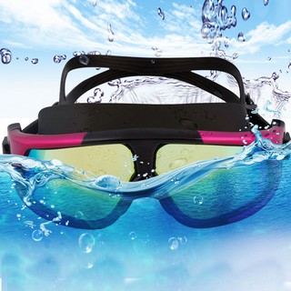 แว่นตาว่ายน้ำ ขอบใหญ่ เลนส์กว้าง กันแสง UV (สีดำชมพู) รหัส SWO50-06