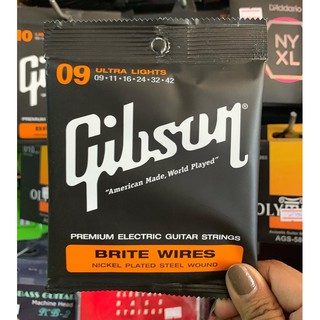 สายกีต้าร์ไฟฟ้า Gibson Brite Wires Ultra Lights เบอร์9 ของแท้ 100% USA./ Gibson รุ่นใหม่ ของแท้100% USA. สายกีต้าร์ไฟฟ้า