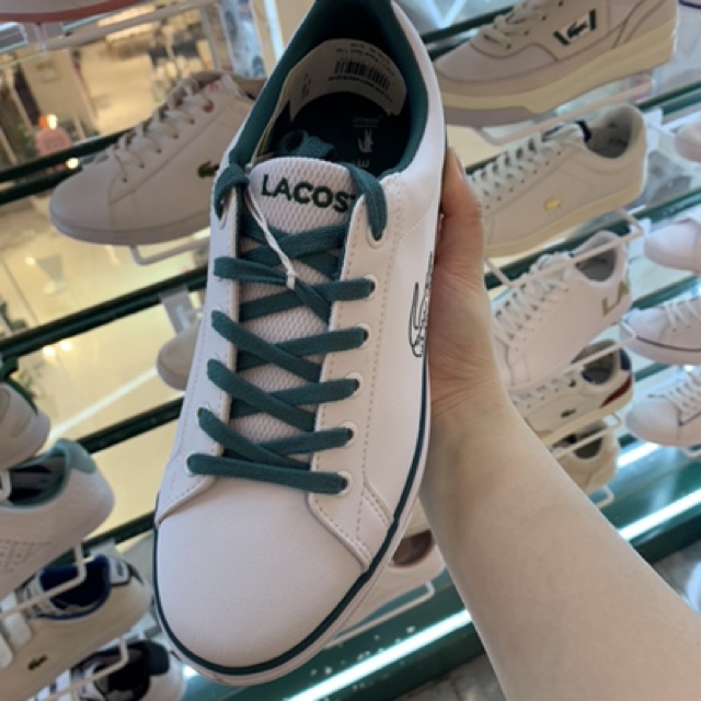 lacoste-100-ของผู้หญิง-sz-36-40-5eur-หนังแท้-เขียว-ขาวเบสิค-ส้นแบนบาง-รองเท้าเทนนิส-ของแท้-จากช็อปป้ายกล่องครบ