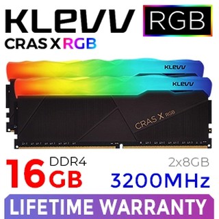 สินค้า 16GB (8GBx2) 3200MHz DDR4 RAM PC (แรมพีซี) KLEVV CRAS X RGB (KD48GU880-32A160X)