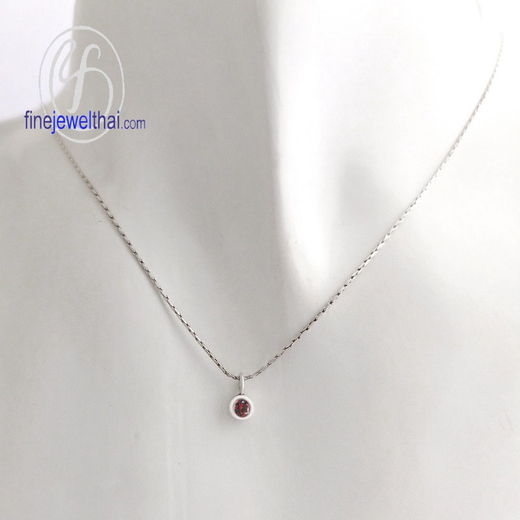 finejewelthai-จี้โกเมน-โกเมน-จี้เงินแท้-พลอยประจำเดือนเกิด-garnet-silver-pendant-birthstone-p1132gm00