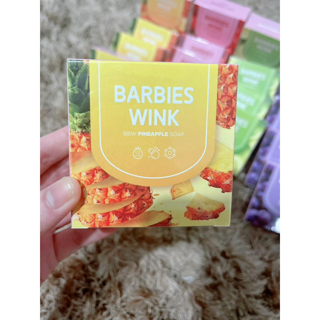 barbies-wink-สบู่ผลไม้วิตามินซีaha-สบู่ขัดตัว4สีมี4กลิ่น