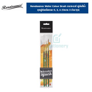 Renaissance Water Colour Brush เรนาซองซ์ พู่กันสีน้ำ ชุดพู่กันชนิดกลม 0, 2, 6 (จำนวน 3 ด้าม/ชุด)