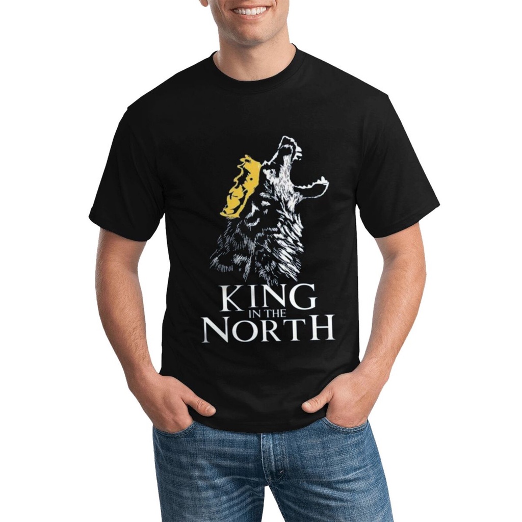 เสื้อยืด-แบบนิ่ม-พิมพ์ลาย-game-of-thrones-stark-king-in-the-north-แฟชั่นฤดูร้อน-สําหรับคุณแม่-แล-lt-2022-gt