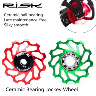 Risk อุปกรณ์เสริมจักรยานเสือภูเขาอลูมิเนียมอัลลอยด์ 11T Jockey Rear Derailleur