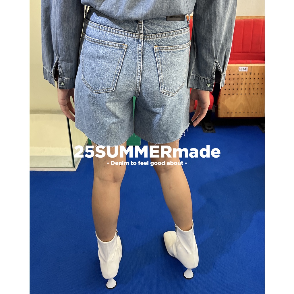 25summermade-กางเกงยีนส์ขาสั้นรุ่น-ripped-detail-biker-denim