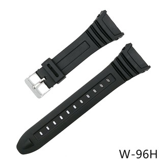 สินค้า (สีดำด้าน) สายนาฬิกา สายยาง สำหรับ Casio W-96H