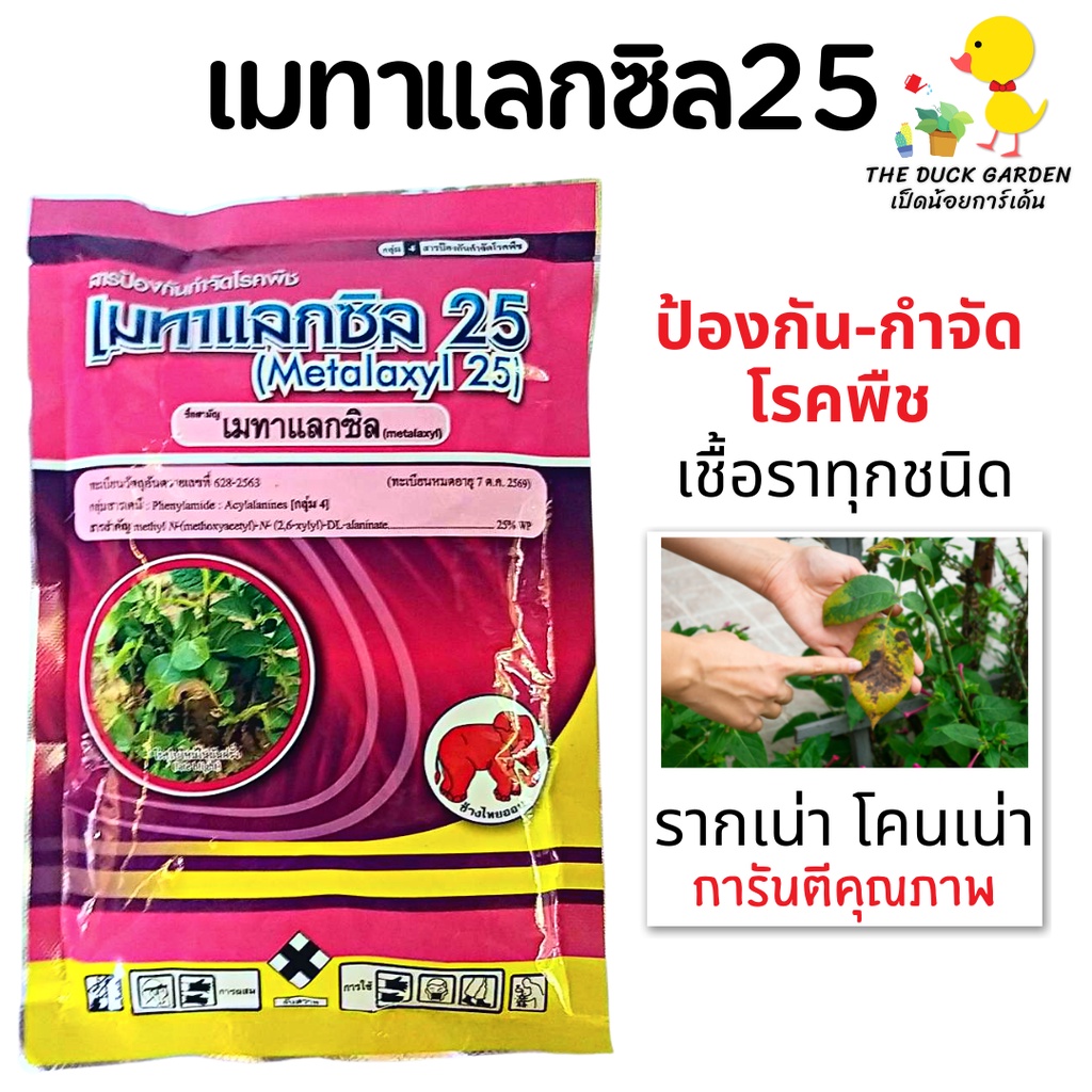 พร้อมส่ง-เมทาแลกซิล-25-สารป้องกันกำจัดโรคพืช-เชื้อรา-รากเน่าโคนเน่า-ราน้ำค้าง-ขนาด-100-กรัม-ของแท้