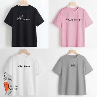 เสื้อสาวอวบ - เสื้อแถลงการณ์เกาหลี SS ขนาดหลวม Tee Unisex แขนสั้นคอกลม 4