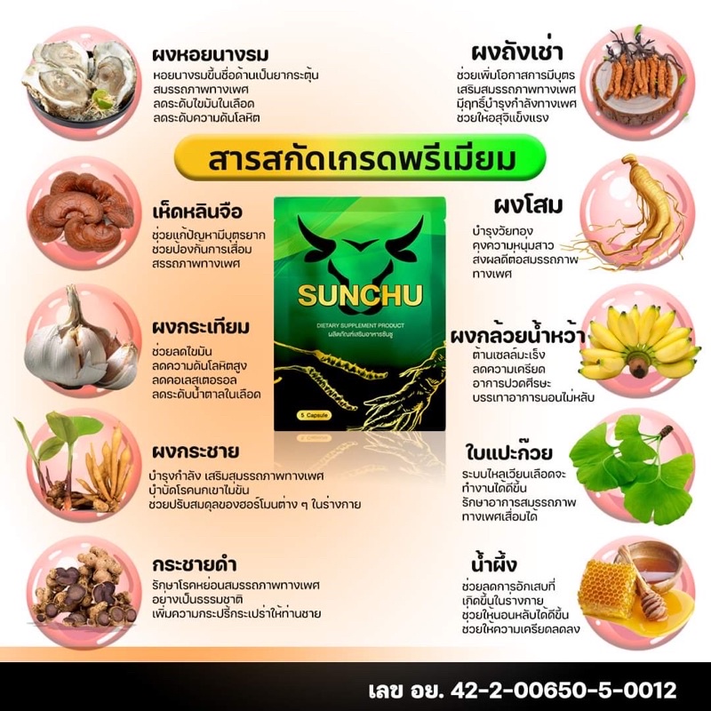 ภาพหน้าปกสินค้า6 ซอง ส่งฟรี ซันชู Sunchu สมุนไพรชาย จากร้าน sosex..wow บน Shopee