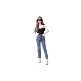 Cc jeans #060 S-5XL กางเกงยีนส์ผู้หญิง ทรงบอย เอวสูง ฟอกเทา กางเกงผู้หญิง
