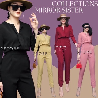 Code : Mirr00 ชุดออกงาน จั้มสูทขายาว จั้มสูทสีดำ งานป้าย mirrorsister