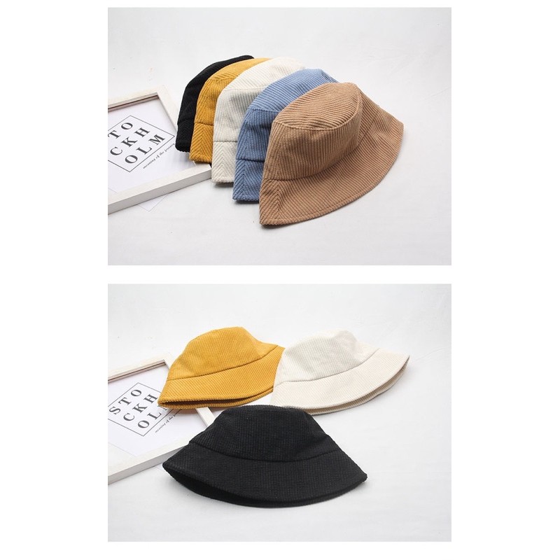 ภาพสินค้า(WA) หมวกบักเก็ต สีพื้นผ้าลูกฟูก หมวกปีกรอบ Bucket hat จากร้าน r_nice บน Shopee ภาพที่ 6