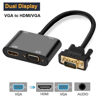 ภาพหน้าปกสินค้าอะแดปเตอร์แยก VGA เป็น HDMI และ VGA พร้อมเสียง 3.5 มม. รองรับจอแสดงผลคู่ ซึ่งคุณอาจชอบสินค้านี้