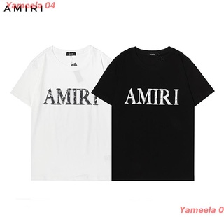Yameela 04 New Amiri เสื้อยืดแขนสั้นเนื้อผ้าฝ้ายแฟชั่นพิมพ์ลายสําหรับผู้หญิงและผู้ชาย sale