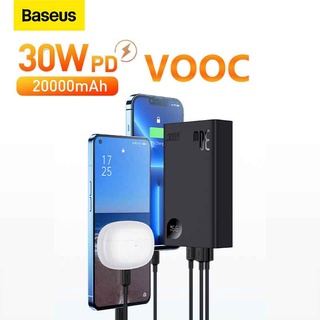 Baseus พาวเวอร์แบงค์ 30W VOOC โลหะ 20000mAh แบบพกพา PD ชาร์จเร็ว แบตเตอรี่สํารอง