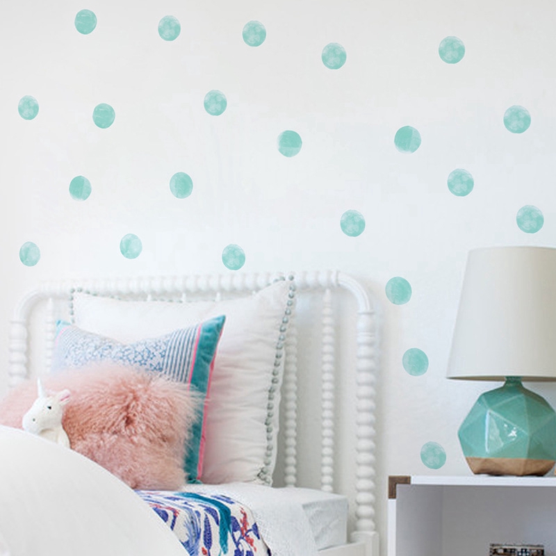 zooyoo-สติกเกอร์ติดผนัง-watercolor-green-wave-point-wall-sticker