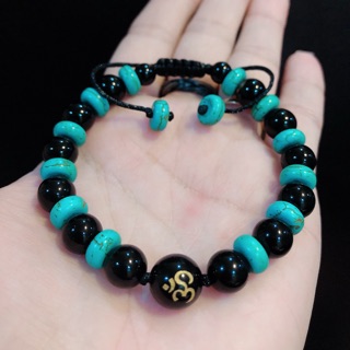 💮฿199💮 กำไลหินมงคล นิลดำ (Onyx) โชคลาภ อำนาจ บารมี เทอร์ควอยส์ (Turquoise) หินเสริมพลังอำนาจ ปกป้องคุ้มครอง โชคดี