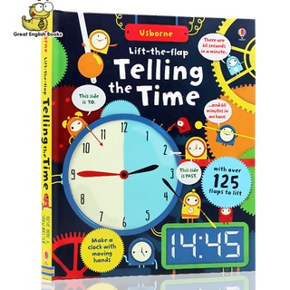 (ใช้โค้ดรับcoinคืน10%ได้) พร้อมส่ง หนังสือบอร์ดบุ๊ค USBORNE LIFT-THE-FLAP TELLING THE TIME Clock หนังสือเด็ก หนังสือภาษาอังกฤษ by GreatEnglishBooks