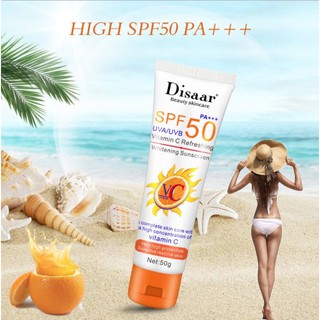 DISAAR VC ครีมกันแดดทาหน้าและผิวกาย SPF 50 ไวท์เทนนิ่งครีมกันแดดผิวครีมป้องกันรังสียูวีควบคุมความมันครีมกันแดดกันน้ำ