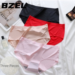 Bzel กางเกงชั้นใน ผ้าเรยอน ไร้รอยต่อ ระบายอากาศ เซ็กซี่ สําหรับผู้หญิง 3 ชิ้น พร้อมส่ง