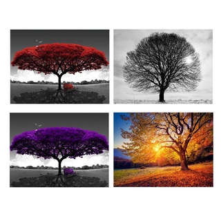 ภาพวาดสีน้ํามันบนผ้าใบ รูปต้นไม้สีแดง สไตล์โมเดิร์น สําหรับตกแต่งผนังบ้าน ห้องนั่งเล่น