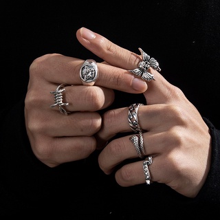 แหวนแฟชั่น รูปงู โครงกระดูก แมงมุม สไตล์ฮิปฮอป เรโทร พังก์ โบราณ สําหรับผู้ชาย