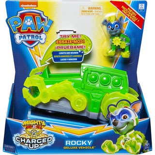 Paw Patrol, Mighty Pups Charged Up Rocky’s Deluxe Vehicle with Lights and Sounds Paw Patrol, Mighty Pups ยานพาหนะดีลักซ์ของร็อคกี้ชาร์จพร้อมไฟและเสียง