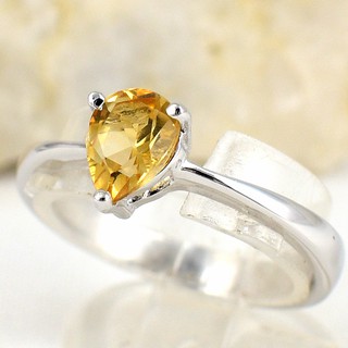 💎S1069 แหวนพลอยแท้ แหวนเงินแท้ชุบทองคำขาว พลอยซิทรินแท้ 100%