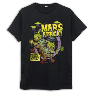 เสื้อผ้าผชเสื้อยืด ผ้าฝ้าย 100% พิมพ์ลายกราฟฟิค Mars Attacks สําหรับผู้ชาย (MAR-788917)S-5XL