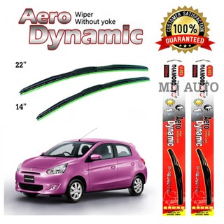 ใบปัดน้ำฝนทรง Aero Dynamic (Diamond eye) ขนาด 14" 22" นิ้ว สำหรับ Mitsubishi Mirage จำนวน 1 คู่