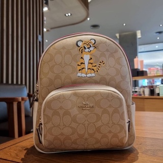 COACH C7317 COURT BACKPACK IN SIGNATURE CANVAS WITH TIGER