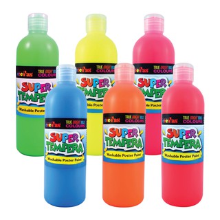 (โค้ดINCSM4Lขั้นต่ำ49ลด20) FAS Super Tempera Fluorescent Colours 500 ml (สีโปสเตอร์สะท้อนแสง)