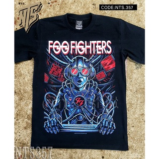 เสื้อยืดผ้าฝ้ายพรีเมี่ยม ​ 357 Foo Fighters เสิ้อยืดดำ เสื้อยืดชาวร็อค เสื้อวง New Type System  Rock brand Sz. S M